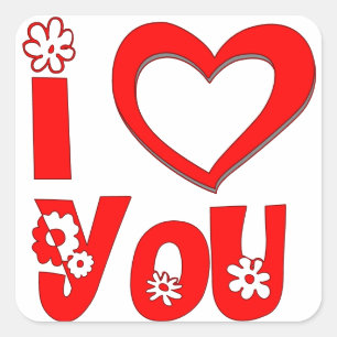 Elegant I Love You Minimalistische Rode Vierkante Sticker