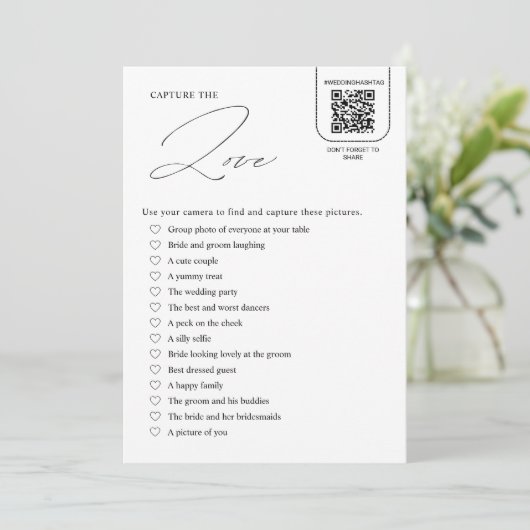 Elegant I Spy Bruiloft Spel Kaart (Staand voorkant)