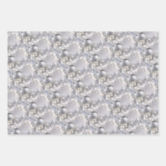 Elegant Ice Blue en Silver Kerstbal Inpakpapier Vel (Voorkant 2)