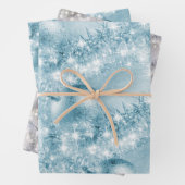 Elegant Ice Blue en Silver Kerstbal Inpakpapier Vel (In situ)