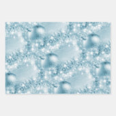 Elegant Ice Blue en Silver Kerstbal Inpakpapier Vel (Voorkant)