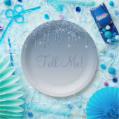 Elegant Ice Blue Glitter Ombré Birthday Script Papieren Bordje (Feest)