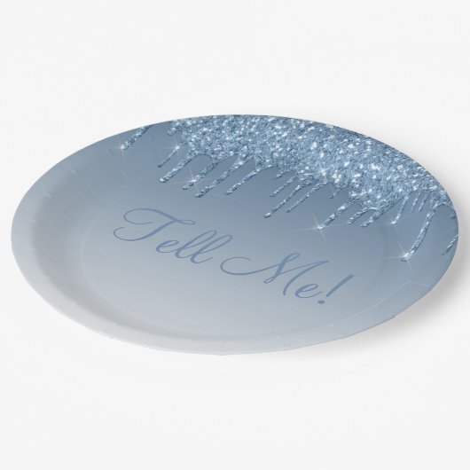 Elegant Ice Blue Glitter Ombré Birthday Script Papieren Bordje (Gekanteld)