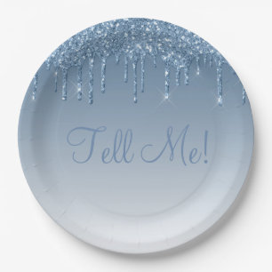 Elegant Ice Blue Glitter Ombré Birthday Script Papieren Bordje