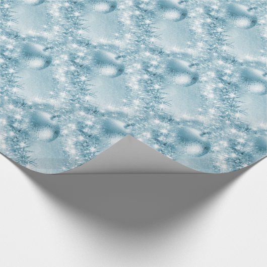 Elegant Ice Blue-kerstbal  Cadeaupapier (Hoek)