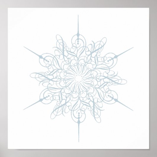 Elegant Ice Blue Sneeuwvlok Kerst Poster (Voorkant)
