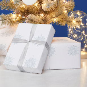 Elegant Ice Blue Sneeuwvlok Kerstmis Cadeaupapier