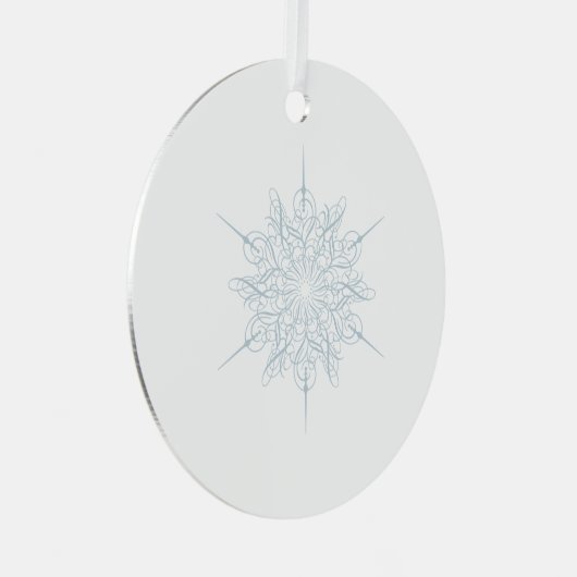 Elegant Ice Blue Sneeuwvlok Kerstmis Metalen Ornament (Voorkant Rechts)