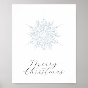 Elegant Ice Blue Sneeuwvlok Merry Christmas Poster