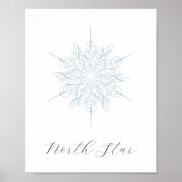 Elegant Ice Blue Sneeuwvlok North Star Poster