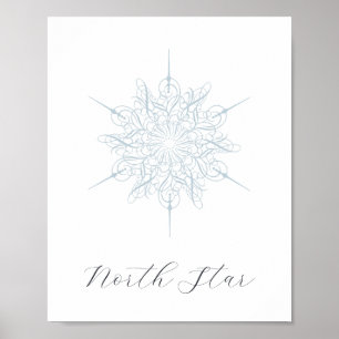 Elegant Ice Blue Sneeuwvlok North Star Poster