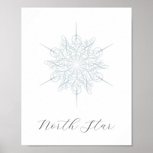 Elegant Ice Blue Sneeuwvlok North Star Poster (Voorkant)