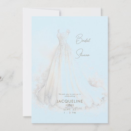 Elegant Ice Blue Trouwjurk Vrijgezellenfeest Kaart (Voorkant)