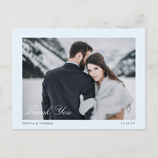 Elegant Ice Blue Winter bruiloft foto dank u Briefkaart (Voorkant)