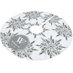 Elegant Ice Crystal Snowflakes Familienaam Kerstboom Rok