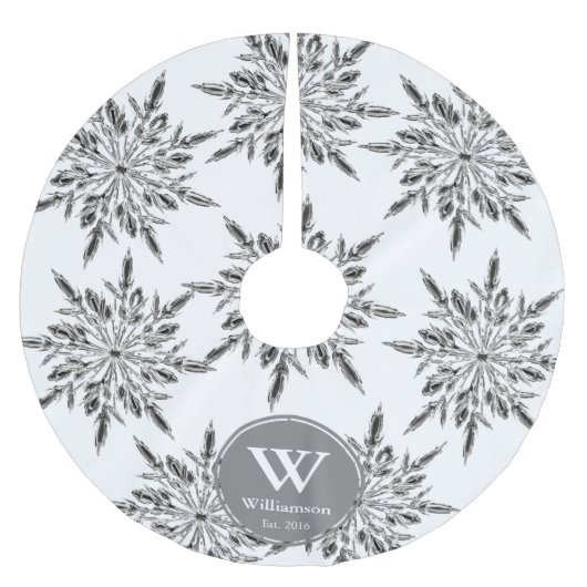 Elegant Ice Crystal Snowflakes Familienaam Kerstboom Rok (Voorkant)