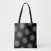 Elegant Ice Crystals Pattern on Black Tote Bag (Voorkant)