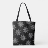 Elegant Ice Crystals Pattern on Black Tote Bag (Achterkant)