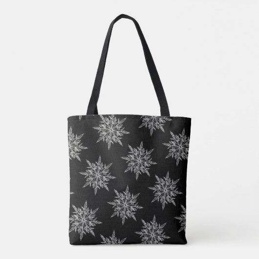 Elegant Ice Crystals Pattern on Black Tote Bag (Achterkant)