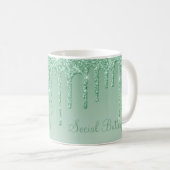 Elegant Ice Green Glitter Script Sparkle Modern Koffiemok (Voorkant rechts)