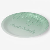Elegant Ice Green Glitter Script Sparkle Modern Papieren Bordje (Gekanteld)