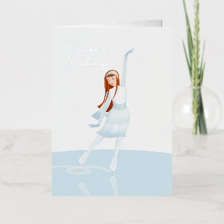 Elegant Ice skater Folded Foil Greeting Card Folie Wenskaart