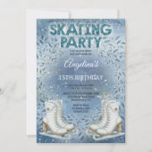Elegant Ice Skating Birthday Party Kaart (Voorkant)