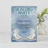 Elegant Ice Skating Birthday Party Kaart (Staand voorkant)