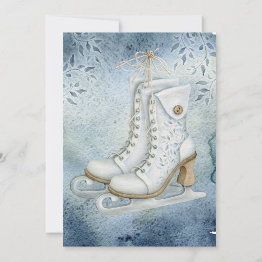 Elegant Ice Skating Birthday Party Kaart (Achterkant)