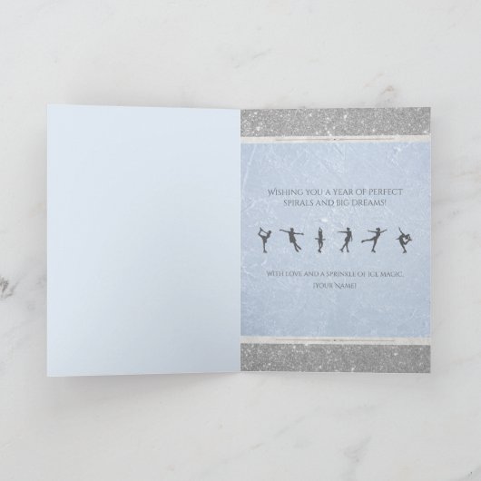Elegant Ice Skating Glitter Figure Skate Birthday  Kaart (Binnen)