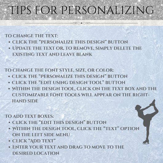 Elegant Ice Skating Glitter Figure Skate Birthday  Kaart