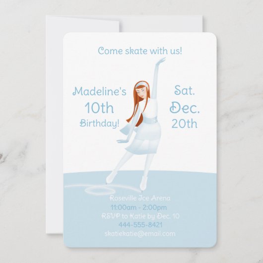 Elegant Ice Skating Party Invitation Kaart (Voorkant)