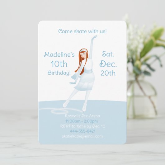 Elegant Ice Skating Party Invitation Kaart (Staand voorkant)
