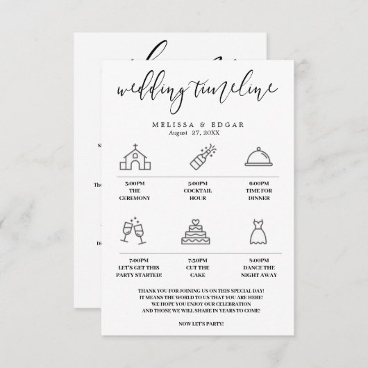 Elegant Icon Bruiloft Uitnodiging Routebeschrijvin (Voorkant / Achterkant)