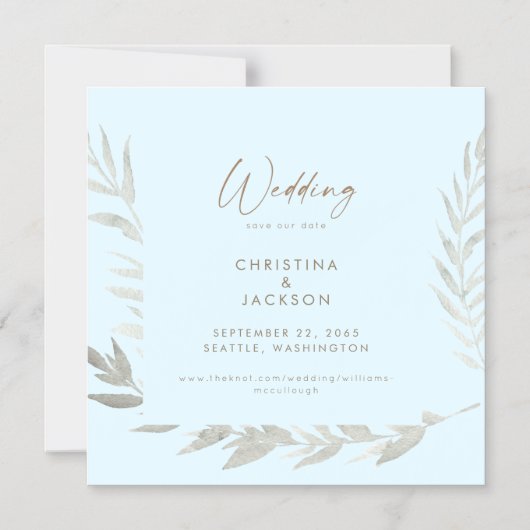 Elegant Icy Blue Bruiloft Save the Date Magnetische Uitnodiging (Voorkant)