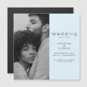 Elegant Icy Blue Photo Save the Date II Magnetische Uitnodiging (Voorkant / Achterkant)