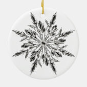 Elegant Icy Snowflake & Grey Circle Familienaam Keramisch Ornament (Achterkant)
