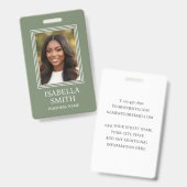 Elegant ID Badge Custom Photo Small Business Green (Voor- en achterkant)