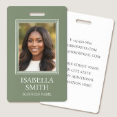 Elegant ID Badge Custom Photo Small Business Green