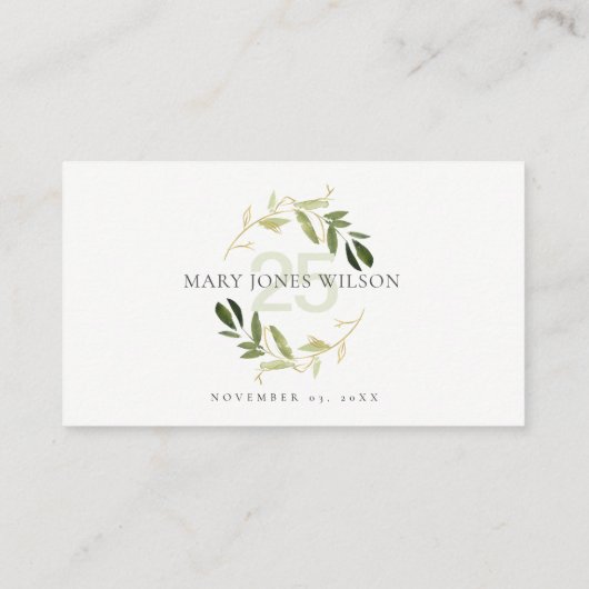 ELEGANT IEDERE OUDE GROENE LEEFTIJD WREATH BIRTHDA PLAATSKAARTJE (Achterkant)