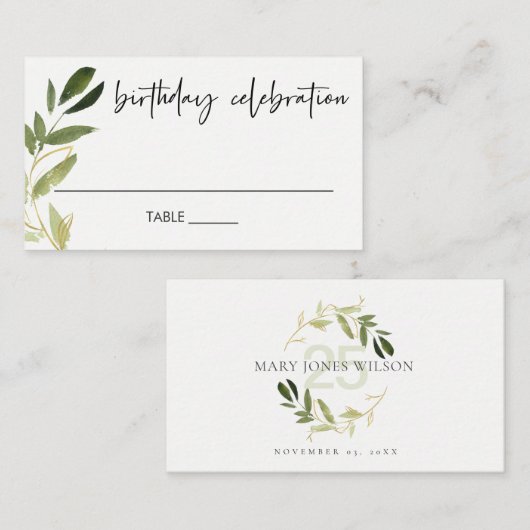 ELEGANT IEDERE OUDE GROENE LEEFTIJD WREATH BIRTHDA PLAATSKAARTJE (Voorkant / Achterkant)