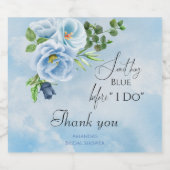 Elegant Iets Blauw Bloemen Vrijgezellenfeest Gift Sparkling Wijnetiket (Enkel label)