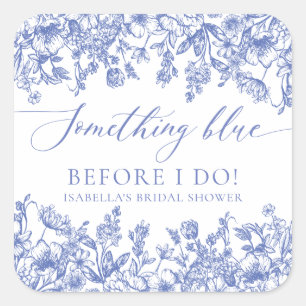 Elegant Iets Blauw Voordat Ik Doe Bruidsuitnodigin Vierkante Sticker