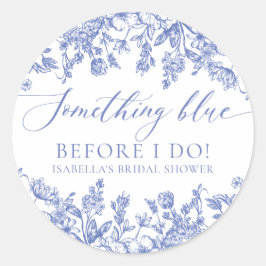 Elegant Iets Blauw Voordat Ik Trouw Bruidsborrel Ronde Sticker
