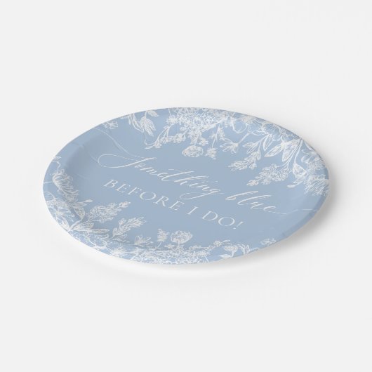 Elegant iets blauw voordat ik Vrijgezellenfeest Papieren Bordje (Gekanteld)