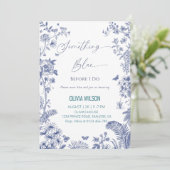 Elegant iets blauw Vrijgezellenfeest-moderne bloem Kaart (Staand voorkant)