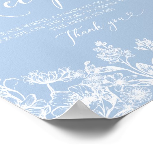 Elegant Iets Blauw Vrijgezellenfeest Recept Kaart Poster (Hoek)