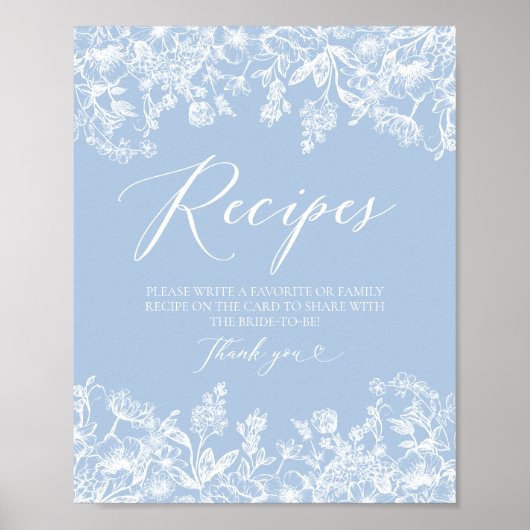 Elegant Iets Blauw Vrijgezellenfeest Recept Kaart Poster (Voorkant)
