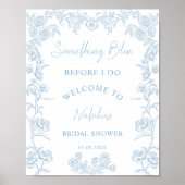 Elegant Iets Blauw Vrijgezellenfeest Welkom Poster (Voorkant)