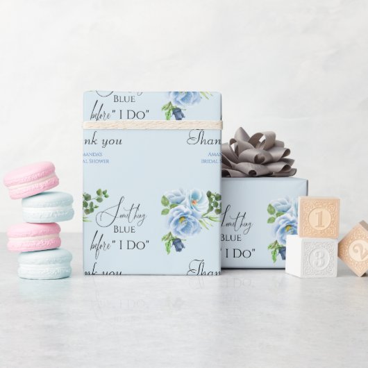Elegant Iets Blauws Bloemachtig Bruidscadeau Cadeaupapier (Baby Shower)